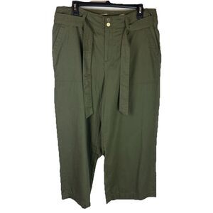 Seven 7 Women’s Wide Leg Green Belted Cropped Pants Size 12